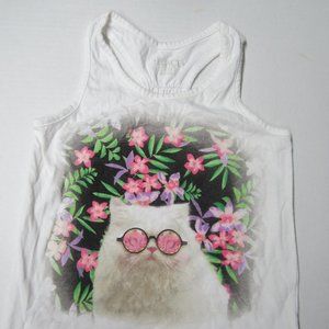 The childrens place cool kitty tank top S 5 6 white